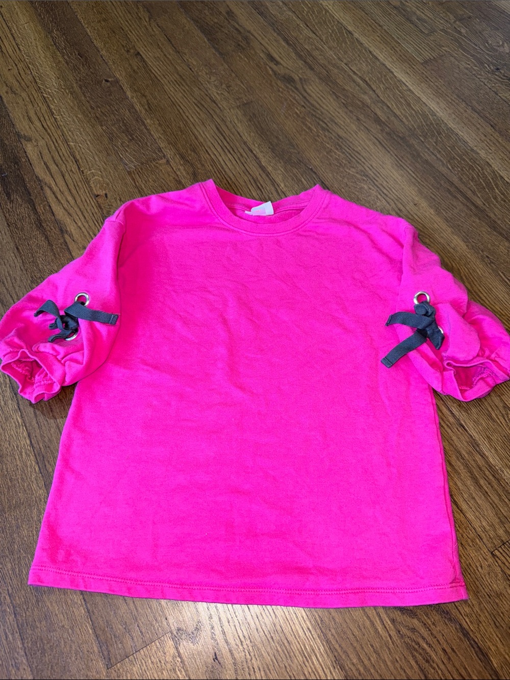 Cat & Jack Girls' Neon Pink Short Sleeve Tee with Sleeve Bows